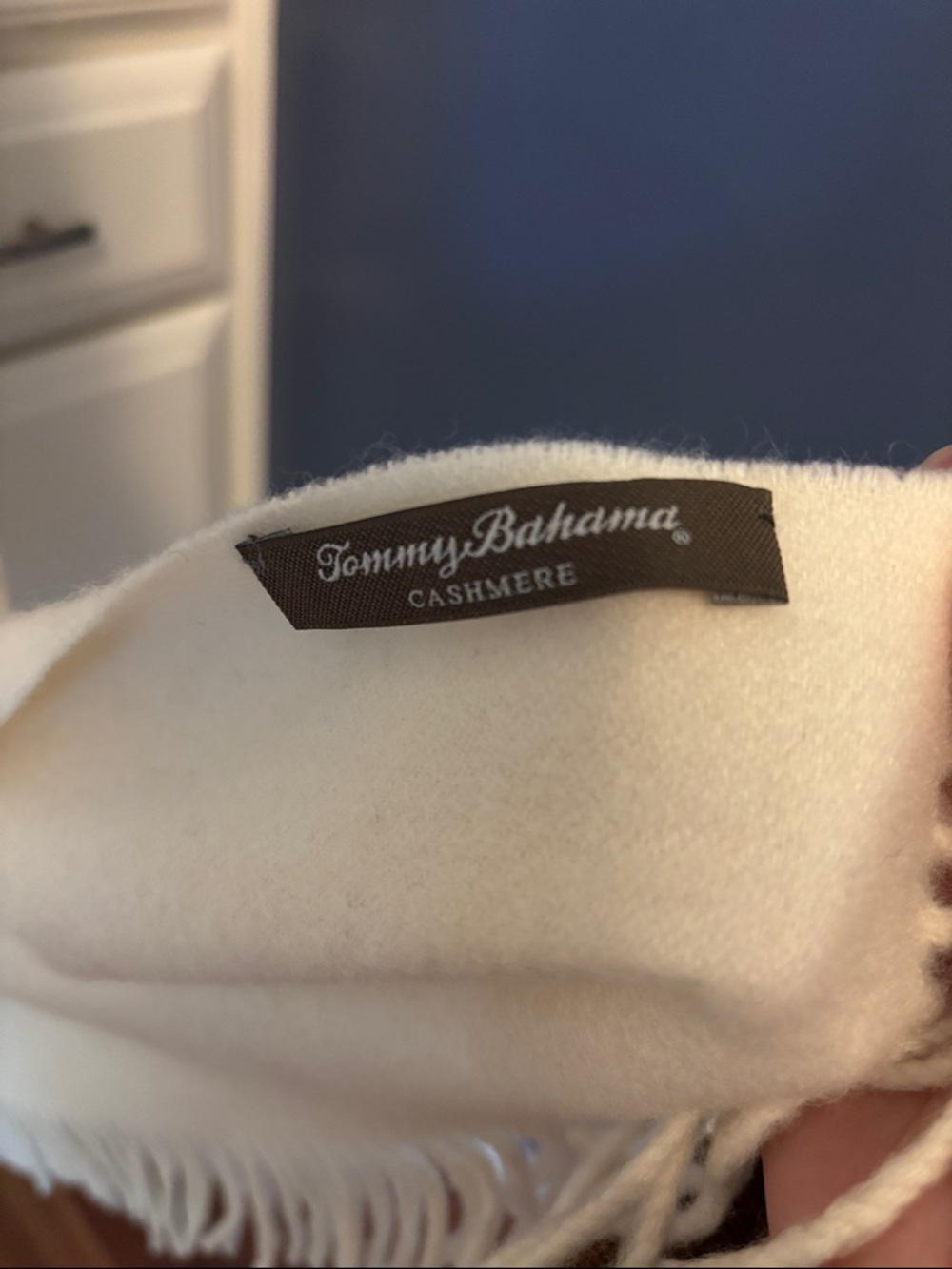 Tommy Bahama Cream Cashmere Fringe Scarf - Picture 3 of 4